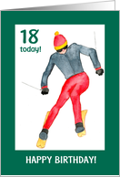 18th Birthday with Painting of a Skier card