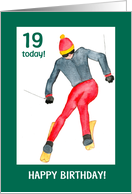 19th Birthday with Painting of a Skier card