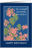 For Grandmother’s Birthday from All of Us with Pink Geraniums card