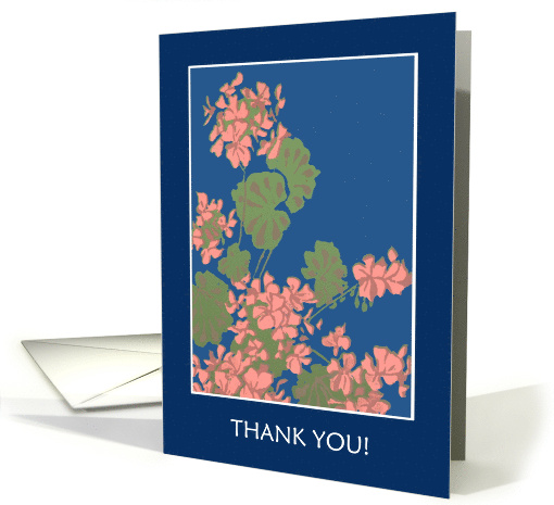 Thank You with Salmon Pink Geraniums Blank inside card (623998)