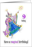 9th Birthday with Wizard Casting Spells card