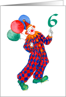Child’s 6th Birthday with Fun Clown and Balloons card