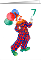 Child’s 7th Birthday with Fun Clown and Balloons card