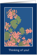Thinking of You with Salmon Pink Geraniums Blank Inside card