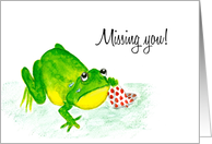 Missing You with Fun Green Frog Crying card