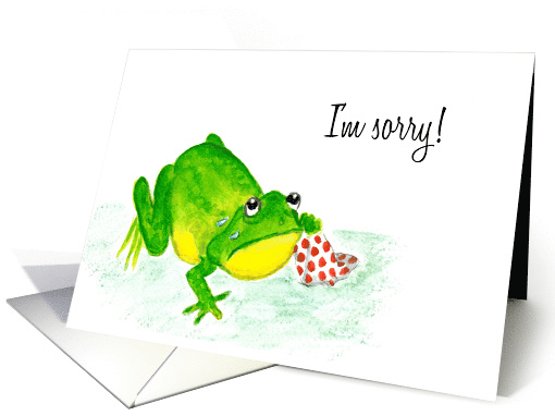 Apology Message with Cute Crying Green Frog card (635245)