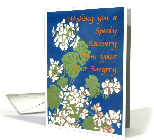 White Geraniums Knee Surgery Good Wishes Card 635271