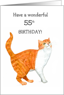 55th Birthday Ginger and White Cat Blank Inside card