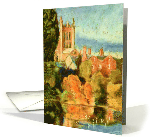 Hereford Cathedral Soft Pastel Painting Blank Inside card (649610)