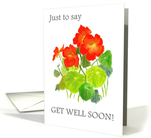 Get Well Soon Greetings with Bright Red Nasturtiums card (654510)