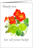Thanks for Help with Bright Red Nasturtiums card