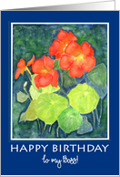 For Boss’s Birthday Bright Orange Nasturtiums card