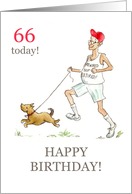 66th Birthday Greetings for a Retired Man Jogging with Dog card