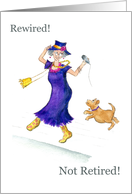 Retirement Greetings with Fun Dancing Woman and Dog card