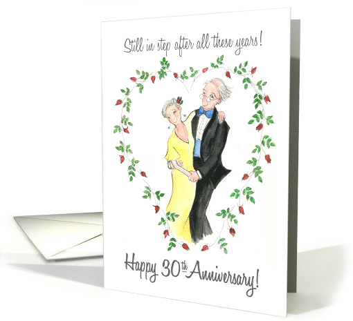 30th Wedding Anniversary with Older Couple Dancing card (669366)