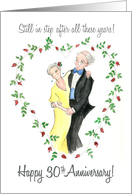 30th Wedding Anniversary with Older Couple Dancing card