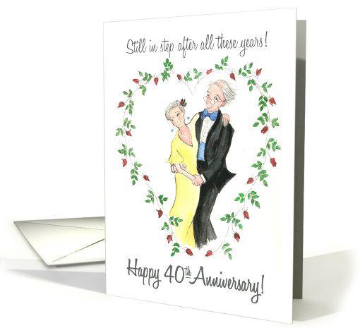 40th Wedding Anniversary with Older Couple Dancing card (669367)