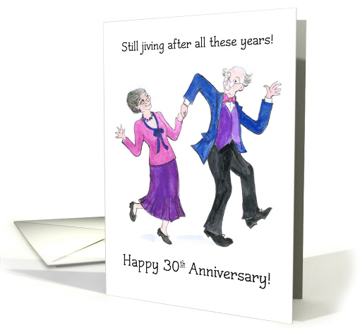 30th Wedding Anniversary Greetings with Older Couple Dancing card
