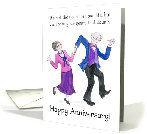 Anniversary Greetings with Older Couple Dancing card (669416)