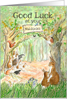 New School Good Luck with Woodland Creatures at School card