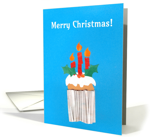 Christmas Cupcake with Candles and Holly Blank Inside card (675275)
