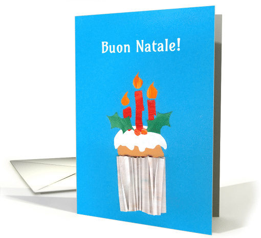 Christmas Cupcake with Candles and Italian Greeting Blank Inside card