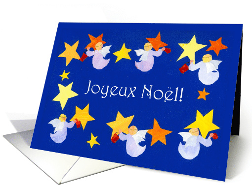 Christmas Angels Polishing Stars with French Greeting card (681930)