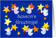Christmas Angels Polishing Stars Season’s Greetings Blank Inside card