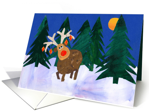 Christmas Reindeer with Ornaments on Antlers card (682870)
