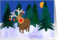 Christmas Reindeer with Ornaments on Antlers card