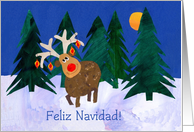 Feliz Navidad, Christmas Reindeer Spanish card