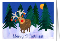 Christmas Reindeer with Ornaments on Antlers card