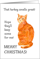 Christmas Greetings with Fun Ginger Cat Blank Inside card