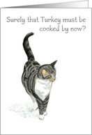 Christmas Fun with Grey Tabby and White Cat Blank Inside card