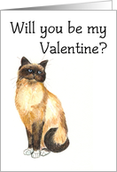 Valentines Greetings with Cute Birman Cat Blank Inside card