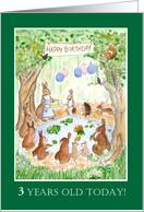 Custom Age Birthday with Woodland Creatures Tea Party card