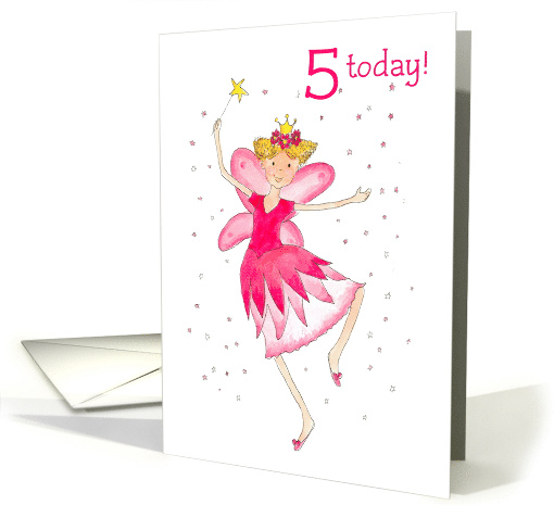 5th Birthday Wishes with Pink Fairy card (775212)