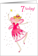 7th Birthday Wishes with Pink Fairy card