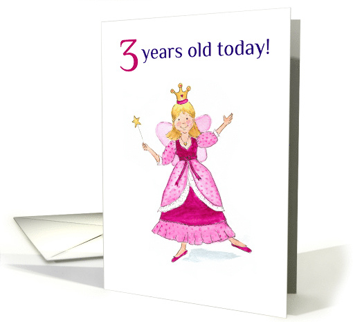 3rd Birthday with Fairy Princess Dressed in Pink card (778076)