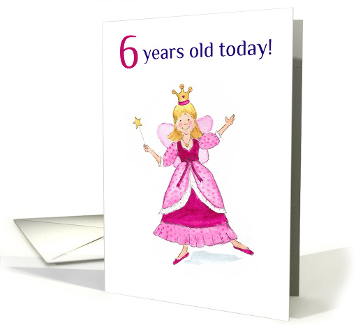 6th Birthday with Fairy Princess Dressed in Pink card (778079)