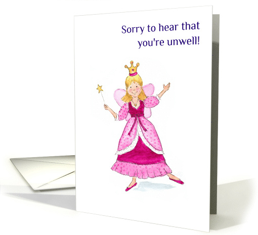 Get Well Soon with Fairy Princess in Pink Dress and Wings card