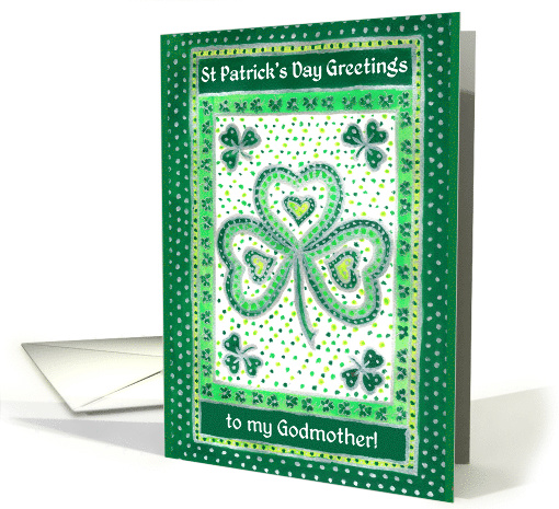 For Godmother St Patrick's Day Greetings with Shamrocks card (780953)