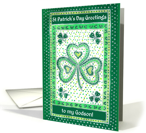 For Godson St Patrick's Day Greetings with Shamrocks card (780954)