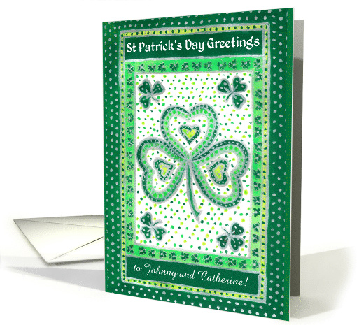 Custom Name St Patrick's Day Greetings with Shamrocks card (780961)