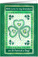 For Grandson St Patrick’s Day with Shamrocks card