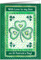 For Son on St Patrick’s Day Greetings with Shamrocks card