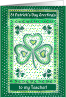 For Teacher St Patrick’s Day Greetings with Shamrocks card