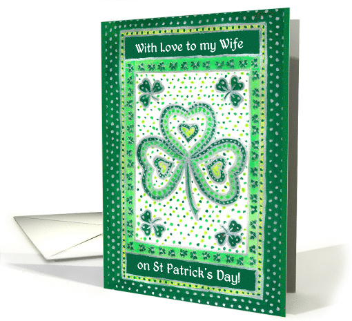 For Wife St Patrick's Day Greetings with Shamrocks card (781058)