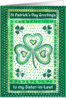 For Sister in Law St Patrick’s Greetings with Shamrocks card