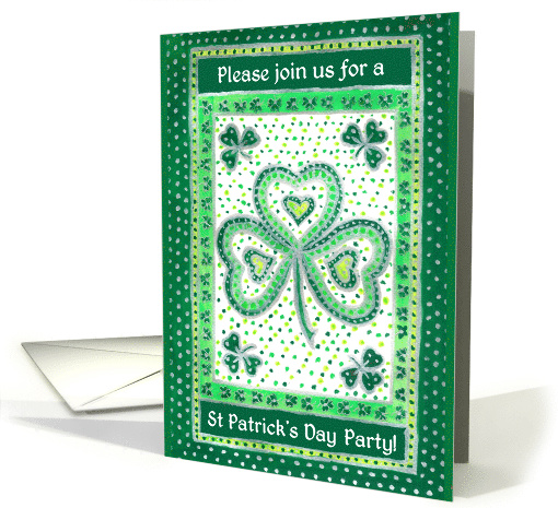 Invitation to St Patrick's Day Shamrock Party Blank Inside card